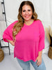 Hot Pink 3/4 Sleeve Boxy Top - Whiskey Skies - ANDREE BY UNIT