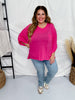 Hot Pink 3/4 Sleeve Boxy Top - Whiskey Skies - ANDREE BY UNIT