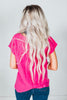 Hot Pink Cotton Gauze Top with Raw Edge Detailing - Whiskey Skies - ANDREE BY UNIT