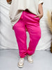 Hot Pink Elastic Waist Joggers - Whiskey Skies - DEAR SCARLETT