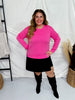 Hot Pink Long Sleeve Pullover - Whiskey Skies - DEAR SCARLETT