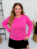 Hot Pink Long Sleeve Pullover - Whiskey Skies - DEAR SCARLETT