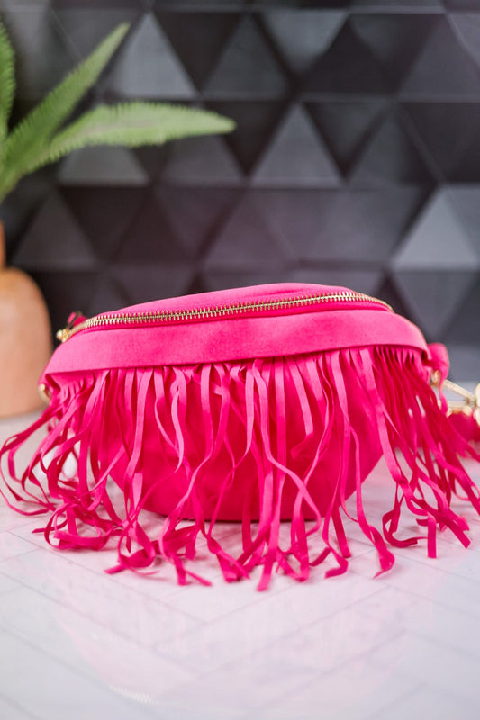 Hot Pink Removable Fringe Fanny Pack - Whiskey Skies - THOMAS & LEE CO.