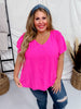 Hot Pink Ruffle Sleeve Smocked Shoulder Top - Whiskey Skies - ODDI