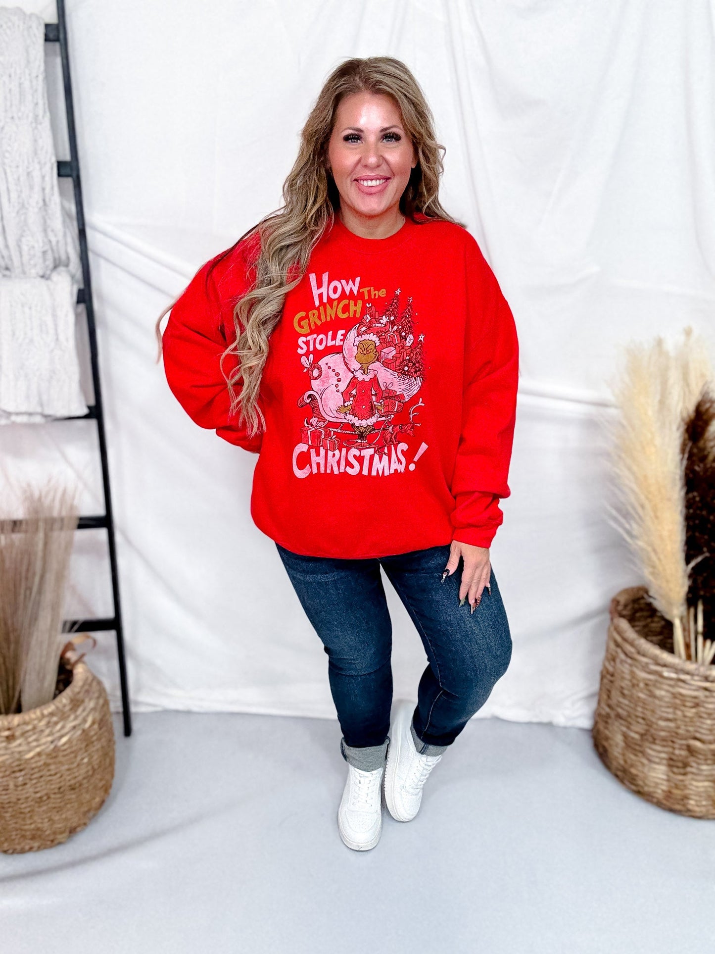 How The Grinch Stole Christmas Red Graphic Sweatshirt - Whiskey Skies - HYBRID APPAREL