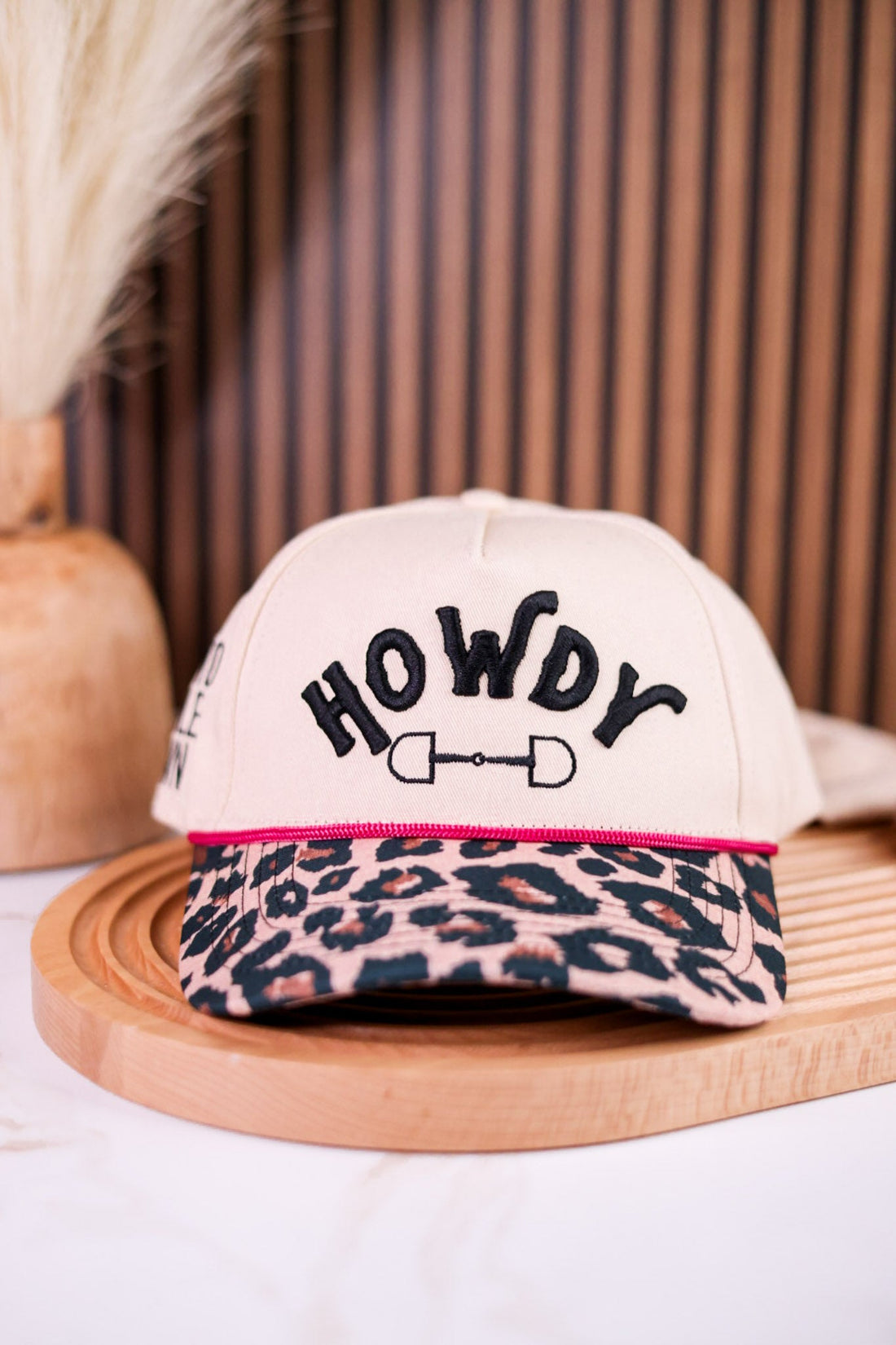 "Howdy" Hat With Leopard Print Bill - Whiskey Skies - SOUTHERN GRACE