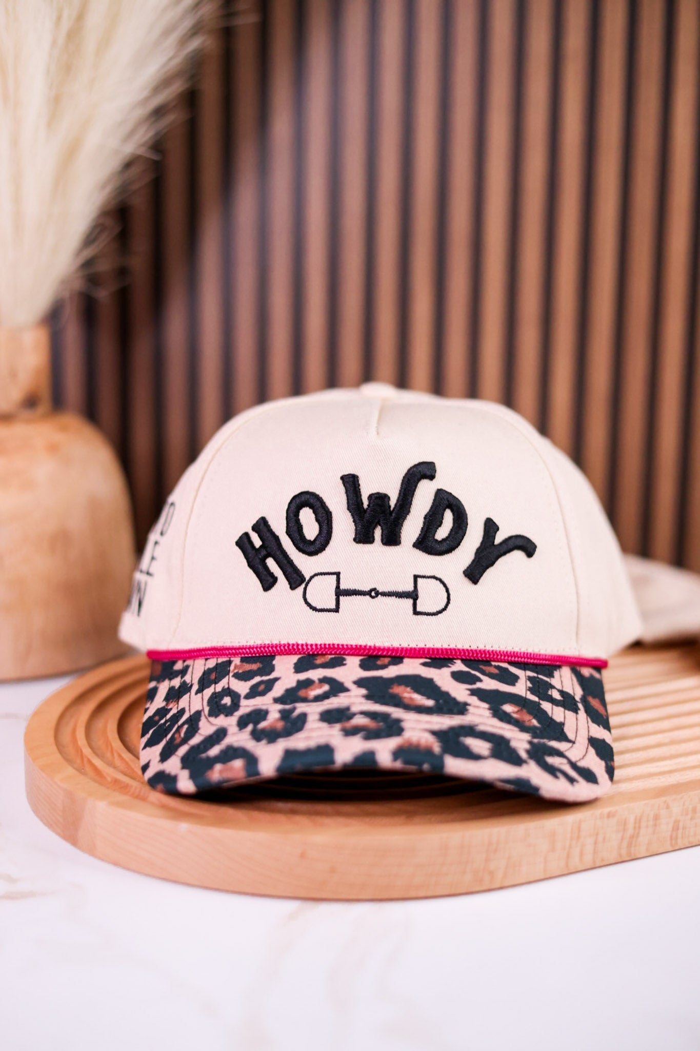 "Howdy" Hat With Leopard Print Bill - Whiskey Skies - SOUTHERN GRACE