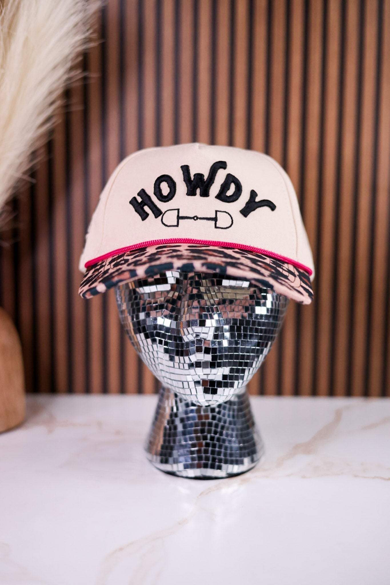 "Howdy" Hat With Leopard Print Bill - Whiskey Skies - SOUTHERN GRACE