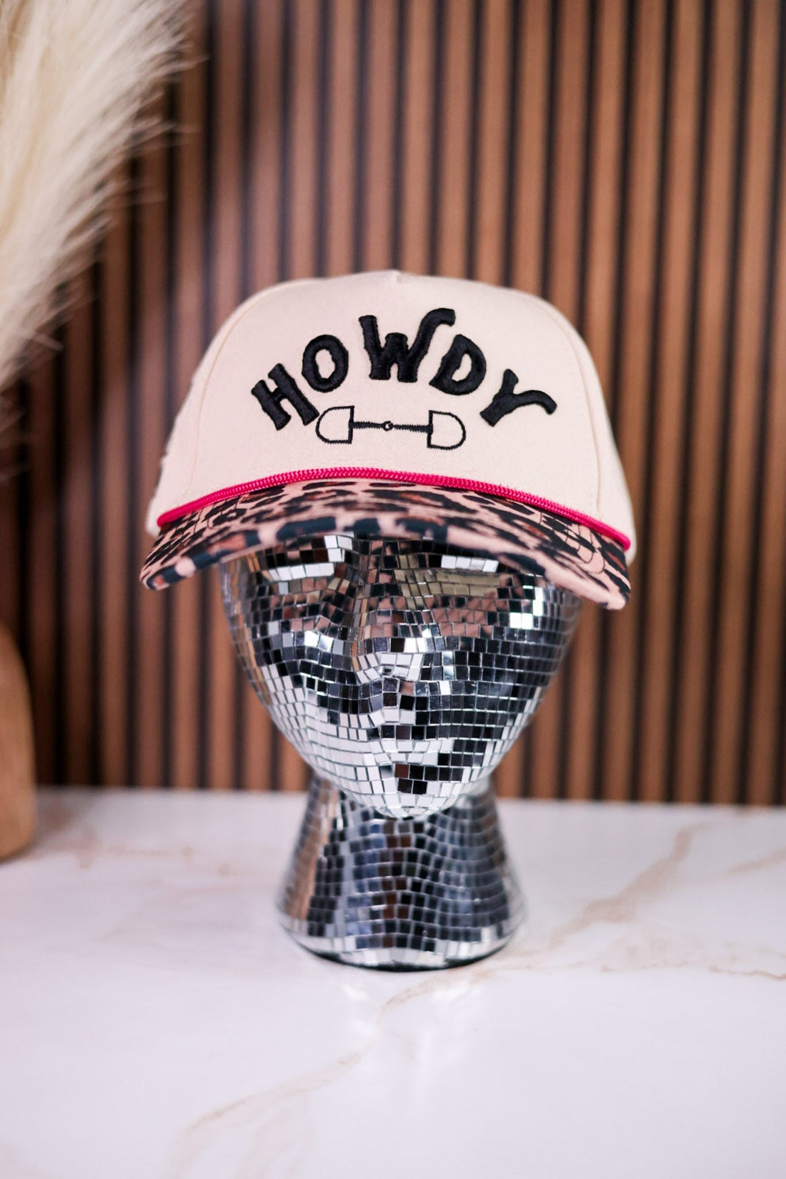 "Howdy" Hat With Leopard Print Bill - Whiskey Skies - SOUTHERN GRACE
