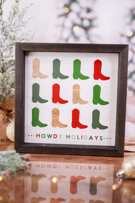 Howdy Holidays Framed Sign - Whiskey Skies - SINCERE SURROUNDINGS