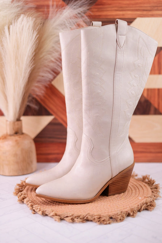 Howdy Winter White Boots - Wide Calf - Whiskey Skies - CORKY