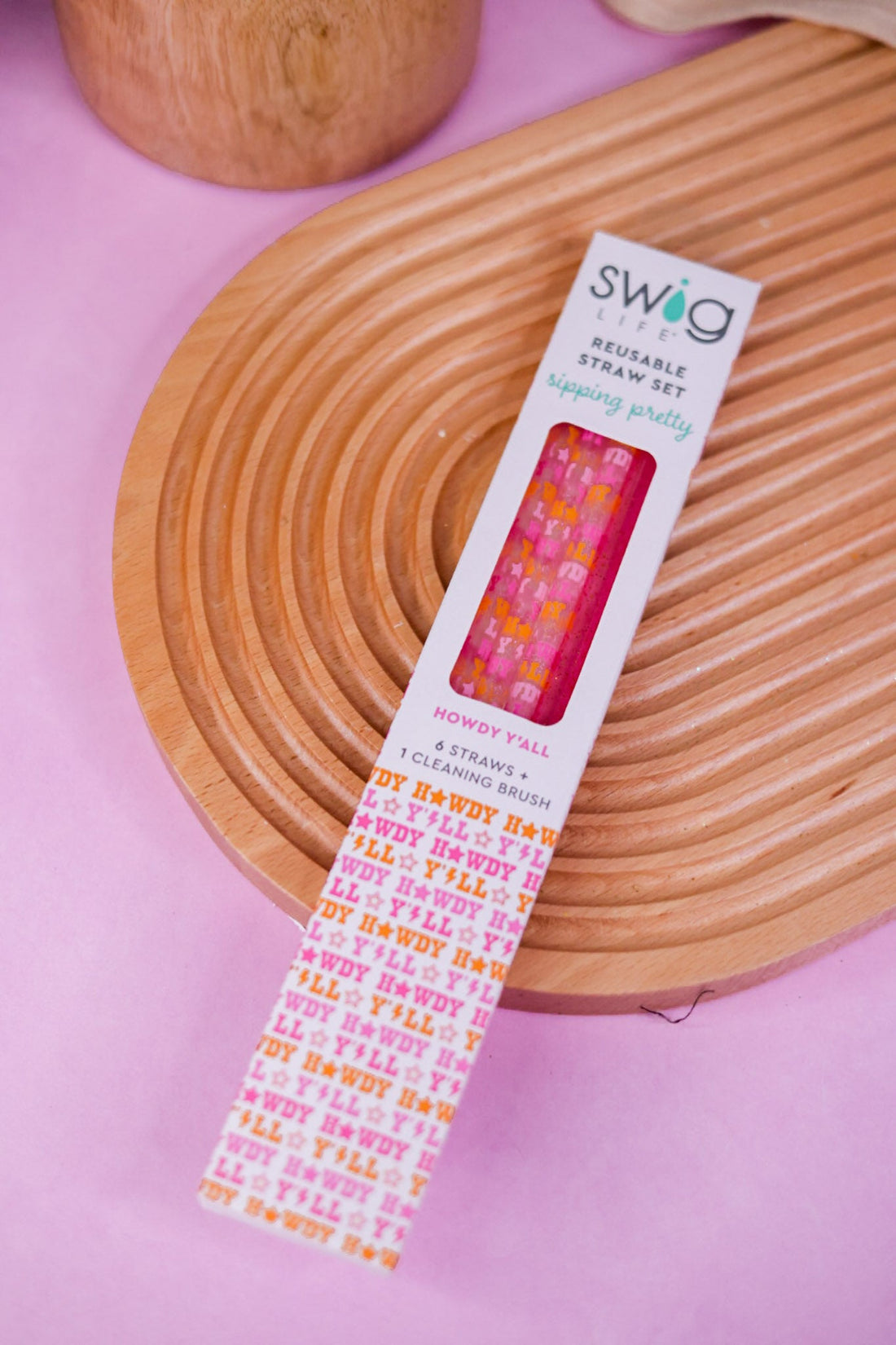 Howdy Yall & Pink Glitter Reusable Straw Set - Whiskey Skies - SWIG LIFE