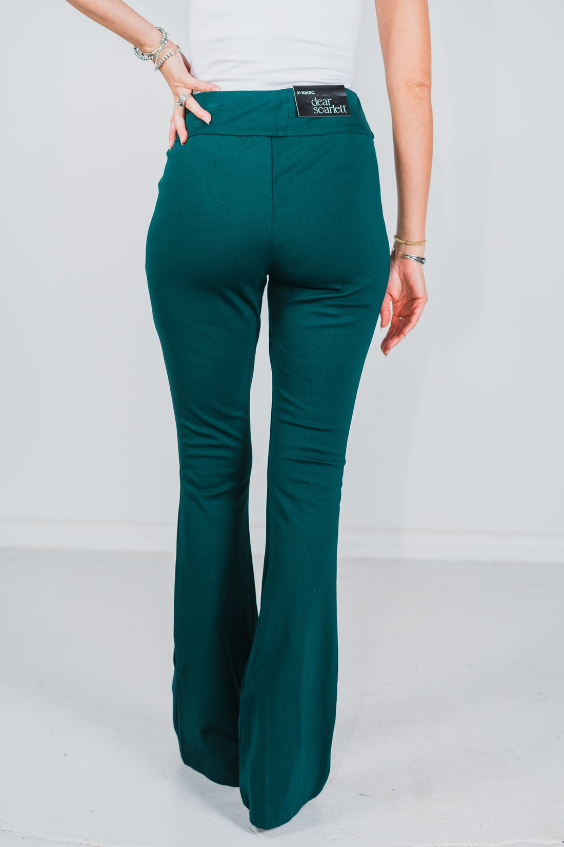 Hunter Green Magic High Waist Kick Flares - Whiskey Skies - DEAR SCARLETT