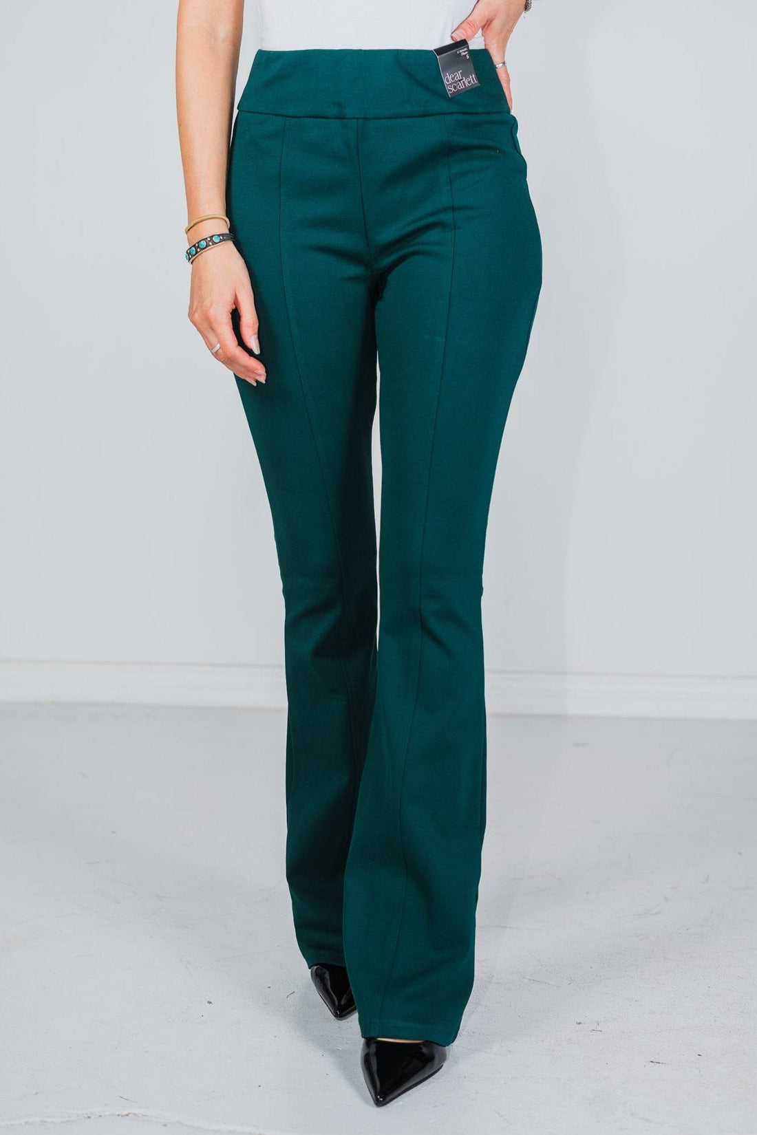 Hunter Green Magic High Waist Kick Flares - Whiskey Skies - DEAR SCARLETT