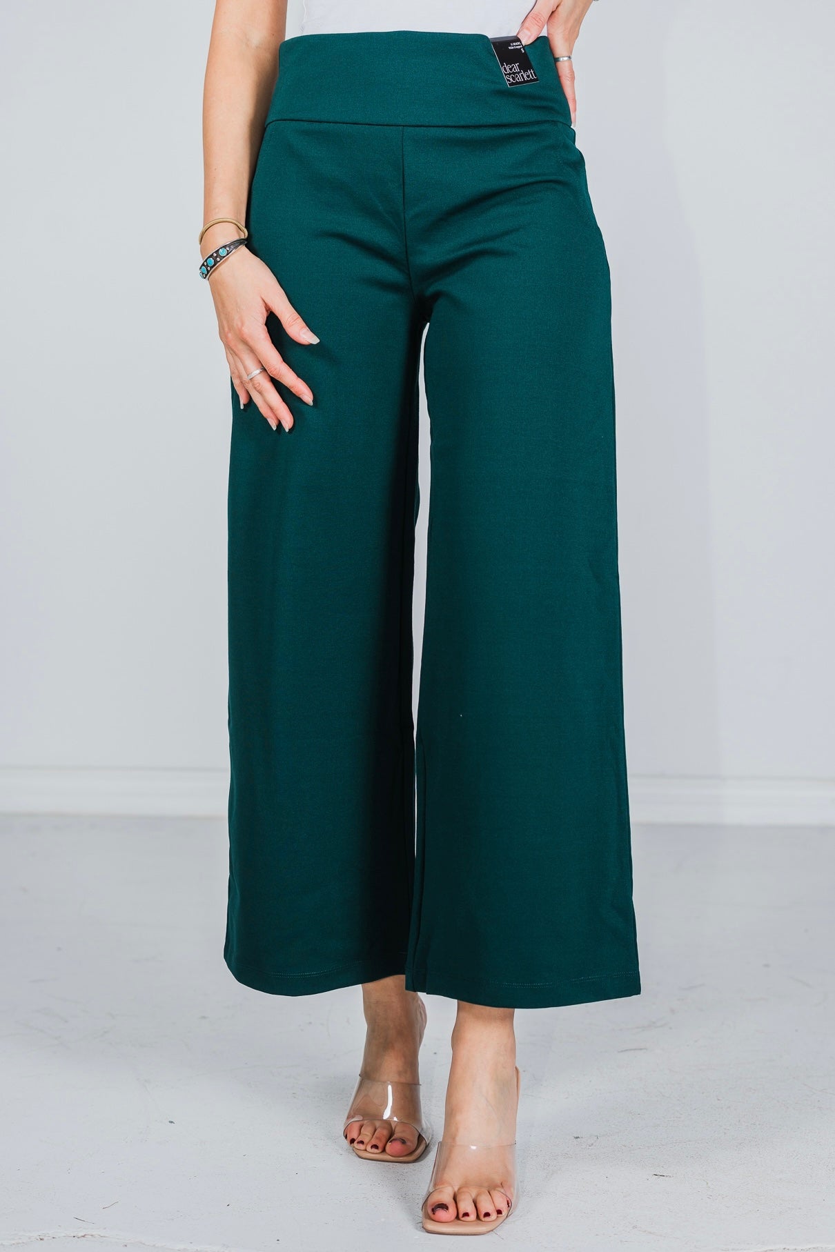 Hunter Green Magic Wide Cropped Pants - Whiskey Skies - DEAR SCARLETT