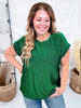 Hunter Green Shimmery Round Neck Top With Cap Sleeves - Whiskey Skies - SEW IN LOVE