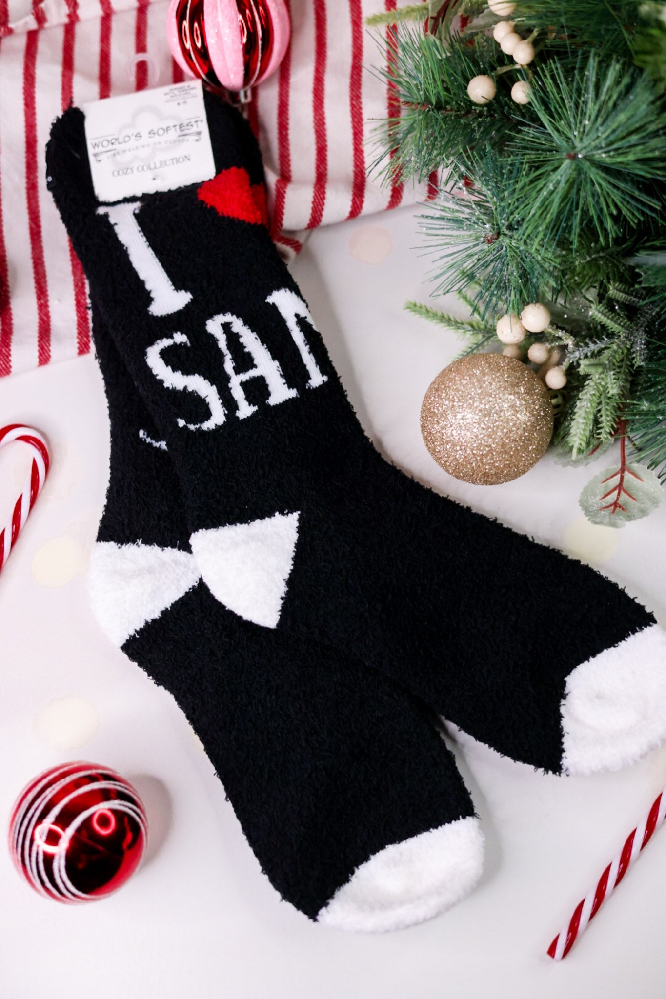 I Heart Santa Women's Crew Socks - Whiskey Skies - CRESCENT SOCK COMPANY