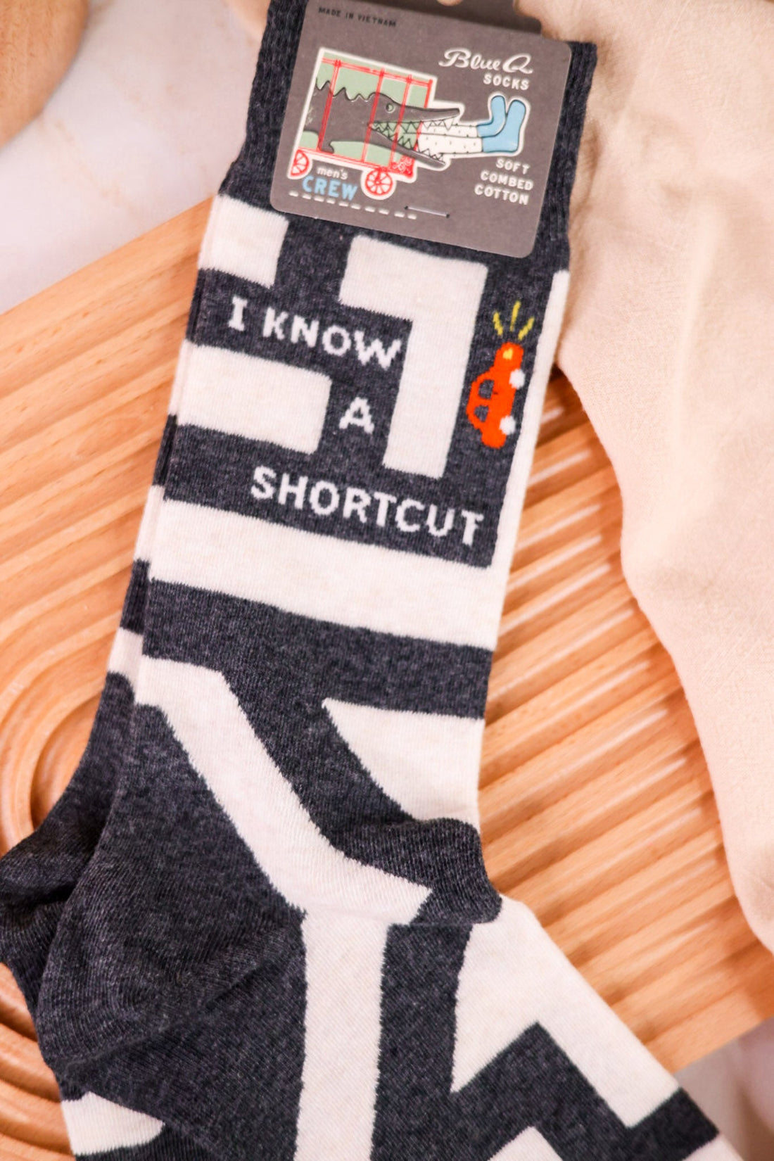 I Know A Shortcut Men's Crew Socks - Whiskey Skies - BLUE Q