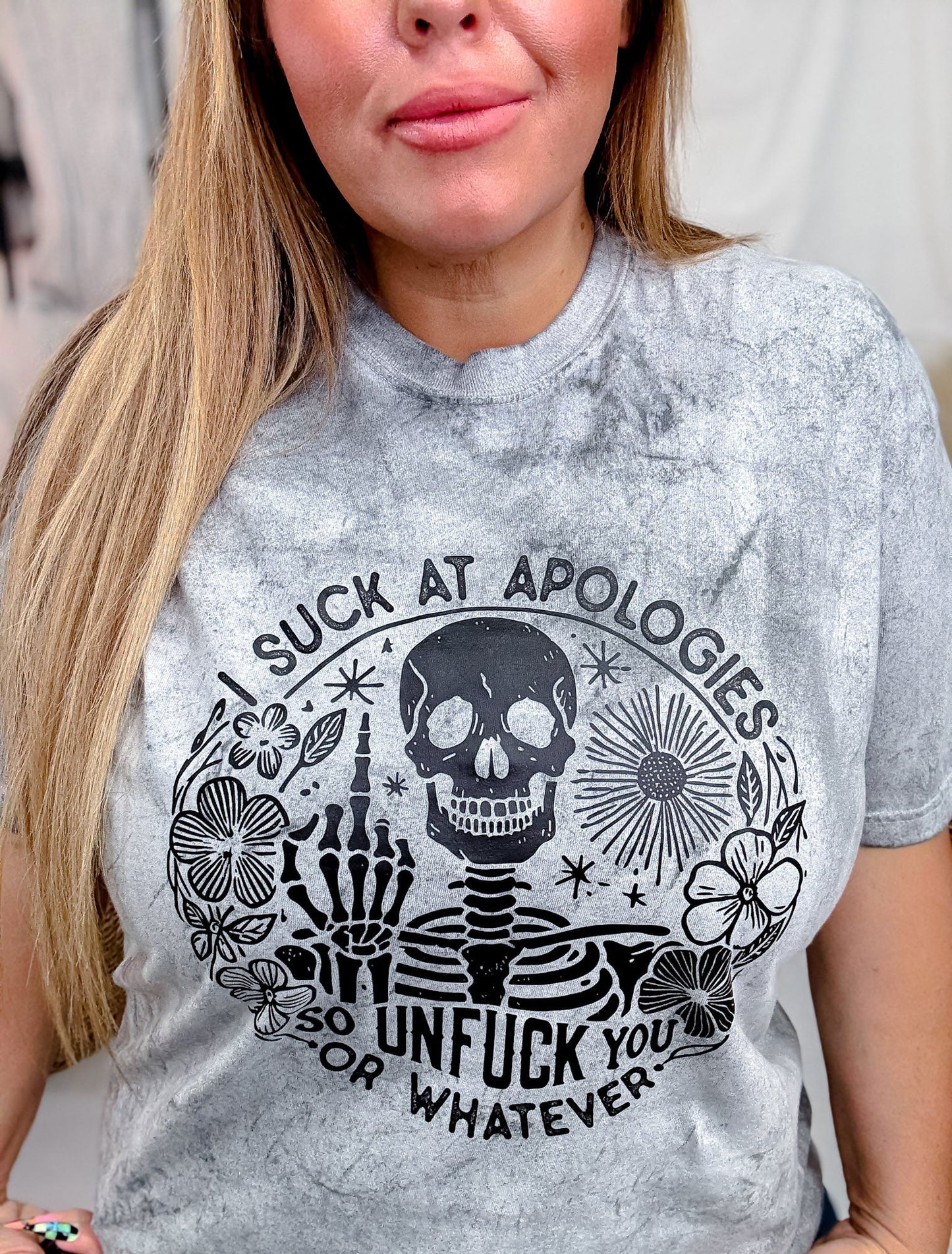 I Suck At Apologies Short Sleeve Graphic Tee - Whiskey Skies - JOCO INK GRAPHIC APPAREL