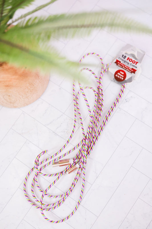 iDevice Rainbow 10ft Charging Cable FINAL SALE - Whiskey Skies - DSD EXPRESS