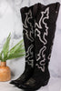 Indira Nobuck Grease Negro Over - Knee Boots - Whiskey Skies - LIBERTY BLACK