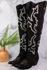 Indira Nobuck Grease Negro Over - Knee Boots - Whiskey Skies - LIBERTY BLACK