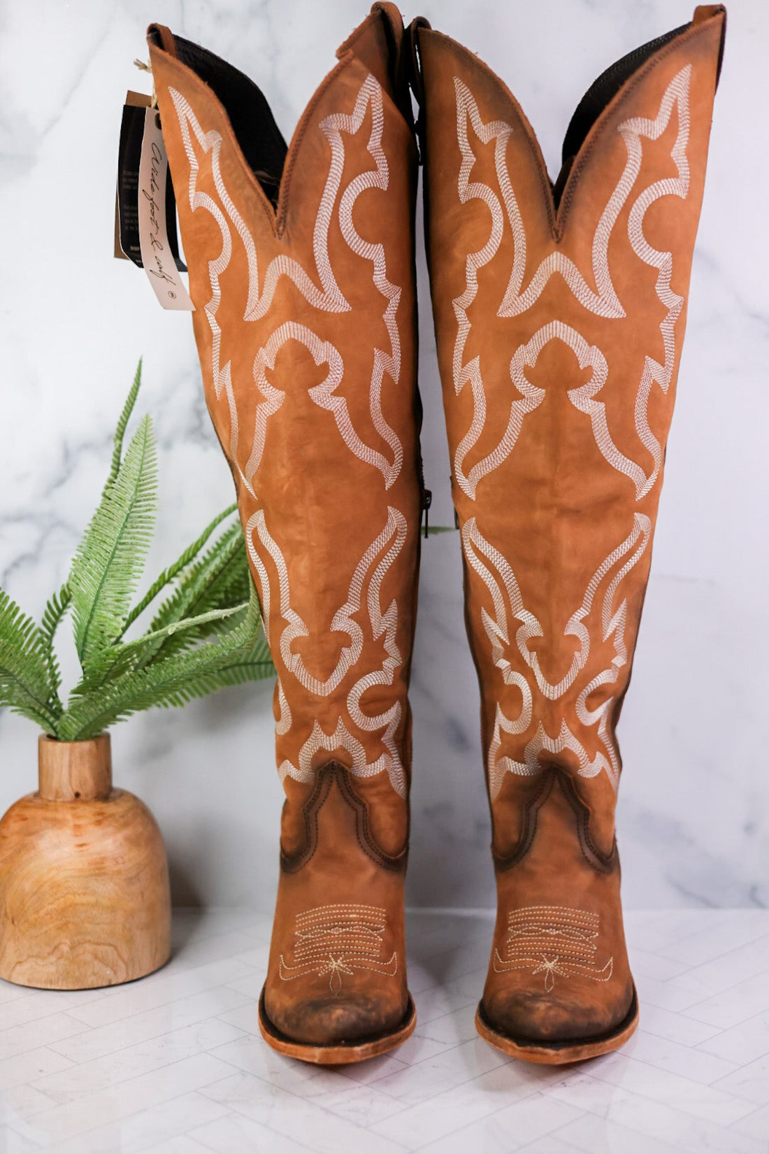 Indira Vegas Faggio Over - Knee Boots - Whiskey Skies - LIBERTY BLACK