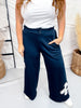 Ink Blue Floral Patchwork French Terry Pants - Whiskey Skies - DAVI & DANI