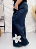 Ink Blue Floral Patchwork French Terry Pants - Whiskey Skies - DAVI & DANI