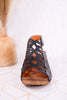 Innocencia Black Leather Wedge Sandals - Whiskey Skies - SPRING FOOTWEAR