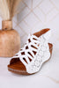 Innocencia White Leather Wedge Sandals - Whiskey Skies - SPRING FOOTWEAR