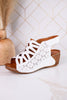 Innocencia White Leather Wedge Sandals - Whiskey Skies - SPRING FOOTWEAR