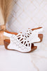 Innocencia White Leather Wedge Sandals - Whiskey Skies - SPRING FOOTWEAR