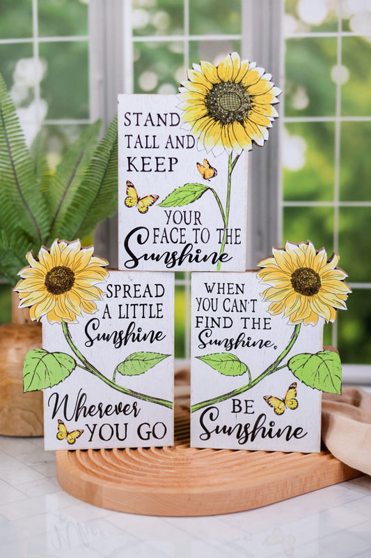 Inspirational Sunflower Signs (3 Styles) - Whiskey Skies - GERSON COMPANIES