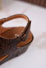 Isabella Chocolate Tooled Wedge Sandals - Whiskey Skies - VERY G