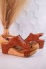 Isabella Tooled Rust Wedge Sandals - Whiskey Skies - VERY G