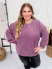 Italian Plum Essential Luxe Corded Crew Sweatshirt - Whiskey Skies - MOON RYDER