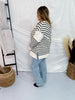 Ivory and Black Striped Knit Top - Whiskey Skies - WHITE BIRCH