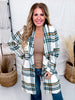 Ivory and Hunter Green Plaid Open Front Coat - Whiskey Skies - ANDREE BY UNIT