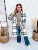 Ivory and Hunter Green Plaid Open Front Coat - Whiskey Skies - ANDREE BY UNIT