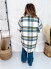 Ivory and Hunter Green Plaid Open Front Coat - Whiskey Skies - ANDREE BY UNIT