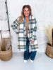 Ivory and Hunter Green Plaid Open Front Coat - Whiskey Skies - ANDREE BY UNIT