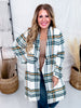 Ivory and Hunter Green Plaid Open Front Coat - Whiskey Skies - ANDREE BY UNIT