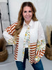 Ivory And Rust Mixed Print Button Down Top - Whiskey Skies - SEW IN LOVE