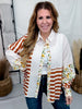 Ivory And Rust Mixed Print Button Down Top - Whiskey Skies - SEW IN LOVE
