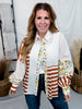 Ivory And Rust Mixed Print Button Down Top - Whiskey Skies - SEW IN LOVE