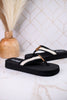 Ivory & Black Woven Strap Flip Flop Sandals - Whiskey Skies - CORKYS FOOTWEAR