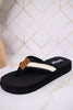 Ivory & Black Woven Strap Flip Flop Sandals - Whiskey Skies - CORKYS FOOTWEAR