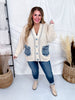 Ivory Chunky Knit Cardigan With Denim Pockets - Whiskey Skies - SEW IN LOVE