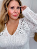 Ivory Crochet Sequin Floral V - Neck Sweater - Whiskey Skies - BIBI